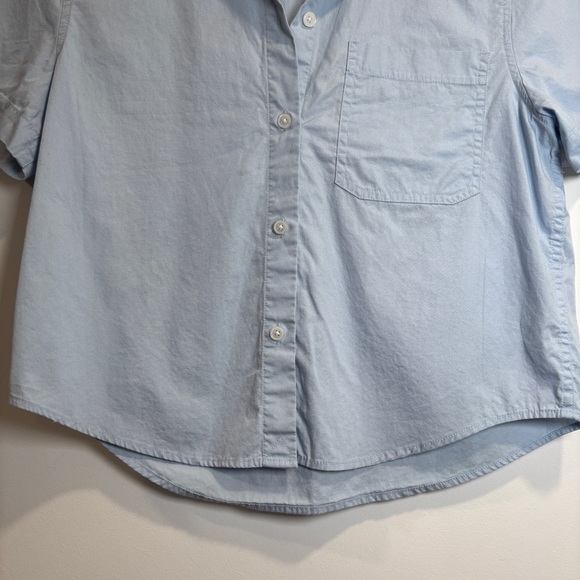 Sunday Best Aritzia Small Light Blue Cropped Button Down Shirt Short Sleeve Top - Picture 5 of 13